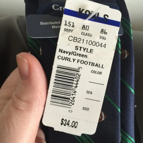 New with Tags!! Men's, Croft & Barrow, Football Themed Tie, Navy/Green - Picture 2 of 3